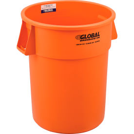 Global Industrial 240464BOR Global Industrial™ Plastic Trash Can - 55 Gallon Bright Orange image.