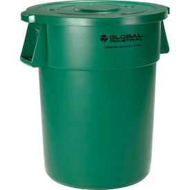 Global Industrial 240464GNCL Global Industrial™ Plastic Trash Can with Lid - 55 Gallon Green image.
