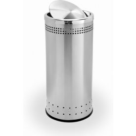 Dci  Marketing 780729 Precision® Stainless Steel Round Imprinted Trash Can With Swivel Lid, 15 Gallon image.