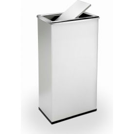 Dci  Marketing 780829 Precision® Stainless Steel Rectangular Trash Can With Swivel Lid, 13-1/2 Gallon image.