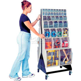 quantum mobile tip out bin floor stand qfs248-76+qfs400- double sided 48" h gray Quantum Mobile Tip Out Bin Floor Stand QFS248-76+QFS400- Double Sided 48" H Gray