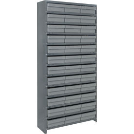 Quantum CL1275-801 Closed Shelving Euro Drawer Unit - 36x12x75 - 36 Euro Drawers Gray