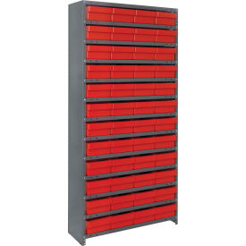 Quantum CL1275-701 Closed Shelving Euro Drawer Unit - 36x12x75 - 48 Euro Drawers Red