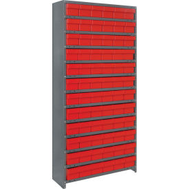 Quantum CL1275-601 Closed Shelving Euro Drawer Unit - 36x12x75 - 72 Euro Drawers Red 