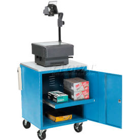 Global Industrial 241659BL Global Industrial™ Audio Visual Cart w/ Lockable Cabinet, 500 Lb. Capacity, Blue image.