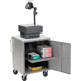 Global Industrial 241659GY Global Industrial™ Audio Visual Cart w/ Lockable Cabinet, 500 Lb. Capacity, Gray image.