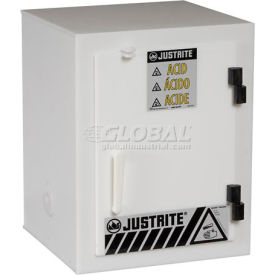 Justrite Safety Group 24004 Justrite White Polyethylene Acid Cabinet - Countertop image.