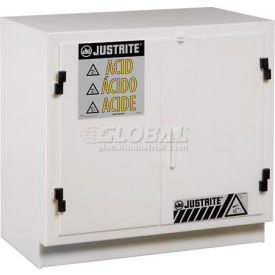 Justrite Safety Group 24010 Justrite White Polyethylene Acid Cabinet - Undercounter image.