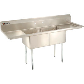 Aero Manufacturing Co. AF2-1818-18LR Aero Manufacturing Company® Two Bowl SS sink 18 x 18 with 16-1/2" Right & Left Sided Drainboard image.