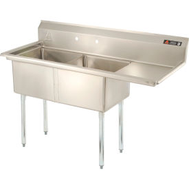 Aero Manufacturing Co. AF2-1818-18R Aero Manufacturing Company® AF2-1818-18R Two Bowl SS Sink, 18 x 18, Right Sided Drainboard image.