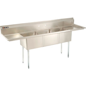 Aero Manufacturing Co. AF3-1818-18LR Aero Manufacturing Company® AF3-1818-18LThree Bowl SS Sink 18 x 18, Right/Left Side Drainboard image.