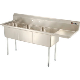 Aero Manufacturing Co. AF3-1818-18R Aero Manufacturing Company® AF3-1818-18R Three Bowl SS Sink, 18 x 18, Right Side Drainboard image.