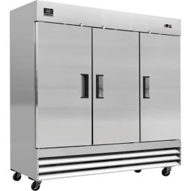 Global Industrial 243036 Nexel® Reach In Freezer, 3 Solid Doors, 72 Cu. Ft., Stainless Steel image.