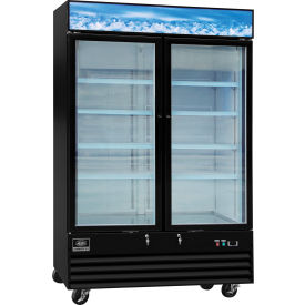 Global Industrial 243038 Nexel® Merchandiser Freezer, 2 Glass Doors, 45 Cu. Ft., Black image.