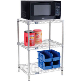 Global Industrial 243073S Nexel® Poly-Z-Brite® 3-Tier Microwave Station Kit,  24"L x 18"W x 36"H image.