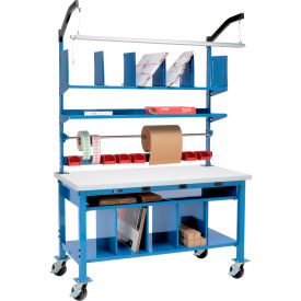 Global Industrial 412440AB Global Industrial™ Complete Mobile Packing Workbench W/Power, Laminate Square Edge, 60"W x 36"D image.