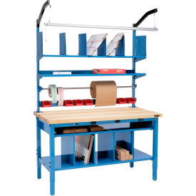Global Industrial 412444B Global Industrial™ Complete Packing Workbench W/Power, Butcher Block Square Edge, 60"W x 36"D image.