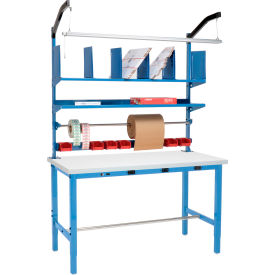 Global Industrial 412452B Global Industrial™ Packing Workbench W/Riser Kit & Power Apron, Laminate Square Edge, 60"Wx36"D image.