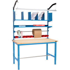 Global Industrial 412456 Global Industrial™ Packing Workbench W/Riser Kit, Maple Butcher Block Square Edge, 60"W x 36"D image.