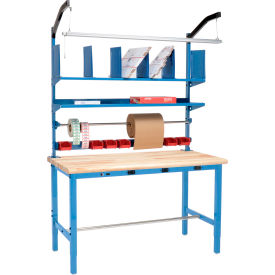 Global Industrial 412458B Global Industrial™ Packing Workbench W/Riser Kit & Power Apron, Maple Safety Edge, 60"W x 36"D image.