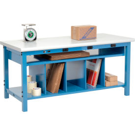 Global Industrial 412466B Global Industrial™ Packing Workbench W/Lower Shelf & Power, Laminate Safety Edge, 60"W x 36"D image.