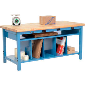 Global Industrial 412470B Global Industrial™ Packing Workbench W/Lower Shelf & Power, Maple Safety Edge, 60"W x 36"D image.