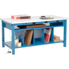 Global Industrial 412474B Global Industrial™ Packing Workbench W/Lower Shelf & Power, ESD Safety Edge, 60"W x 36"D image.
