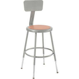 Global Industrial 244870 Interion® Steel Shop Stool w/Backrest and Hardboard Seat  Adjustable Height 19-27 - GRY - 2PK image.