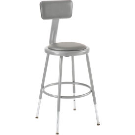 Global Industrial 244872 Interion® Steel Shop Stool w/Backrest and Padded Seat - Adjustable Height 19 - 27 - GRY - 2PK image.