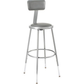 Global Industrial 244873 Interion® Steel Shop Stool w/Backrest and Padded Seat - Adjustable Height 25 - 33 - GRY - 2PK image.