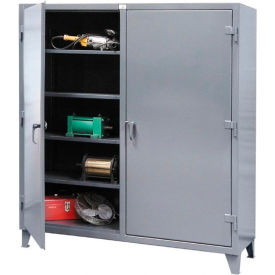 Heavy Duty Double Shift Storage Cabinet, 12 Gauge, 48"W x 24"D x 78"H, Gray view 2