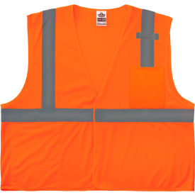 Ergodyne GloWear 8210HL-S Mesh Hi-Vis Safety Vest, Class 2, Economy, Single Size, XS, Orange