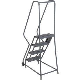 Tri Arc Mfg KDTF104166 4 Step Steel 16"W Step Tilt And Roll Ladder - Perforated Tread - KDTF104166 image.