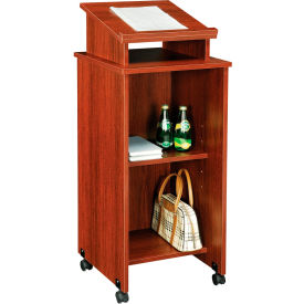 Global Industrial 248630MH Interion® Mobile Podium / Lectern in Mahogany Finish image.
