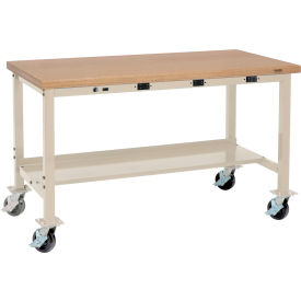 Global Industrial 319365BTN Global Industrial™ Mobile Workbench, 48 x 30", Power Outlets, Shop Top Safety Edge, Tan image.