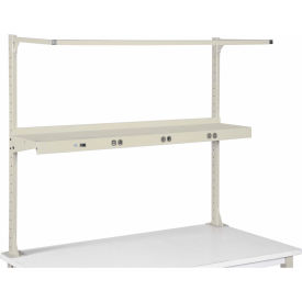 Global Industrial 249295ATN Global Industrial™ Cantilever Upper Steel Shelf with 3 Duplex Electrical Outlets 60"W - Tan image.