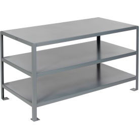 Jamco Products, Inc. WV124GPQQ Jamco Stationary Machine Table W/ 3 Shelves, Steel Square Edge, 24"W x 18"D, Gray image.