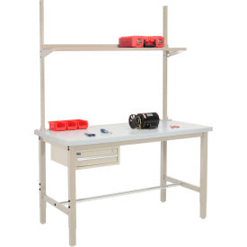 Global Industrial 318999TN Global Industrial™ 96x30 Production Workbench Laminate Square Edge - Drawer, Upright & Shelf TN image.