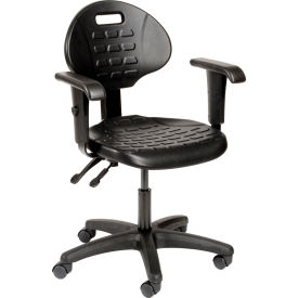 Global Industrial 250628A Interion® Polyurethane Task Chair with Adjustable Arms, Black image.