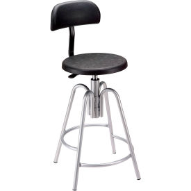 Global Industrial 250789 Interion® Shop Stool with Backrest - Polyurethane - Black image.