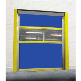 TMI, LLC FS-STM-IJ-8X8-COMBO TMI Spring-Loaded Roll-Up Dock Door PVC Coated Blue Vinyl Panels & Vision Panel 8x8 image.