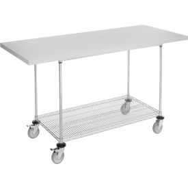 Global Industrial 252325 Global Industrial™ Chrome Wire Mobile Workbench, 72 x 30", Laminate Square Edge image.