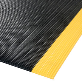 Apache Mills Inc. 2016309034XCUTS Apache Mills Soft Foot™ Ribbed Surface Mat 3/8" Thick 4 x Up to 60 Black/Yellow Border image.