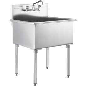 Global Industrial 252979 Global Industrial™ Stainless Steel Utility Sink w/Faucet, 24" x 24" x 14" Deep, Non-NSF image.
