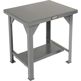 Strong Hold Products T3024 StrongHold Stationary Workbench W/ Square Tubular Leg, Steel Square Edge, 30"W x 24"D, Gray image.