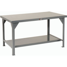 Strong Hold Products T6036 StrongHold Standard Workbench W/ Shelf, Steel Square Edge, 60"W x 36"D, Gray image.