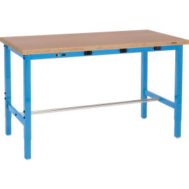 Global Industrial 253835BBLA Global Industrial™ 48 x 30 Adjustable Height Workbench - Power Apron, Shop Top Square Edge Blue image.