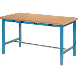 Global Industrial 60 x 30 Adjustable Height Workbench - Power Apron, Shop Top Safety Edge Blue