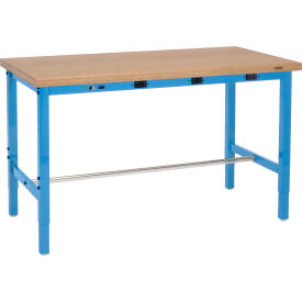 Global Industrial 253842BBLA Global Industrial™ 48 x 30 Adjustable Height Workbench - Power Apron, Shop Top Safety Edge Blue image.