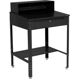 Global Industrial 254635BK Global Industrial™ Sloped Shop Desk w/ Pigeonhole Riser, 34-1/2"W x 30"D, Black image.
